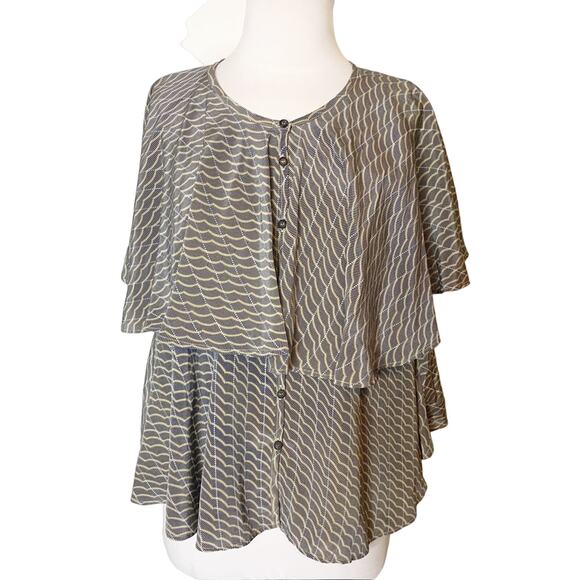MiH jeans silk billowy tiered ruffle top Anthro - Picture 1 of 6